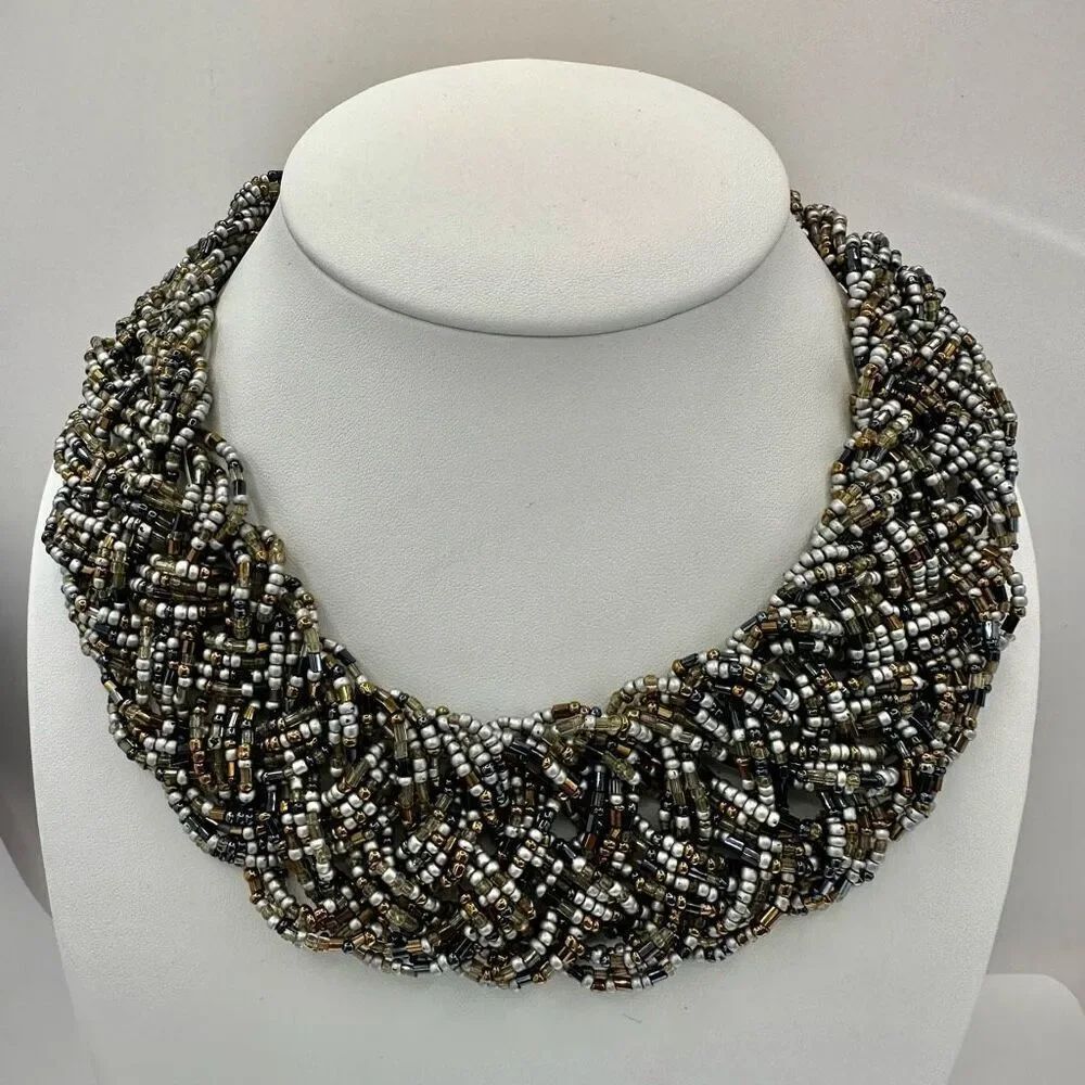 Seed beaded statement necklace
